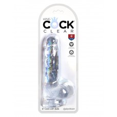 King Cock Clear 6 Cock with Balls Прозрачный фаллоимитатор с мошонкой на присоске