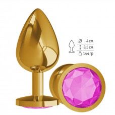 Gold Анальная втулка с Розовым кристаллом большая