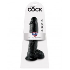 Фаллоимитатор-гигант на присоске с мошонкой черный King Cock 10 Cock with Balls Black
